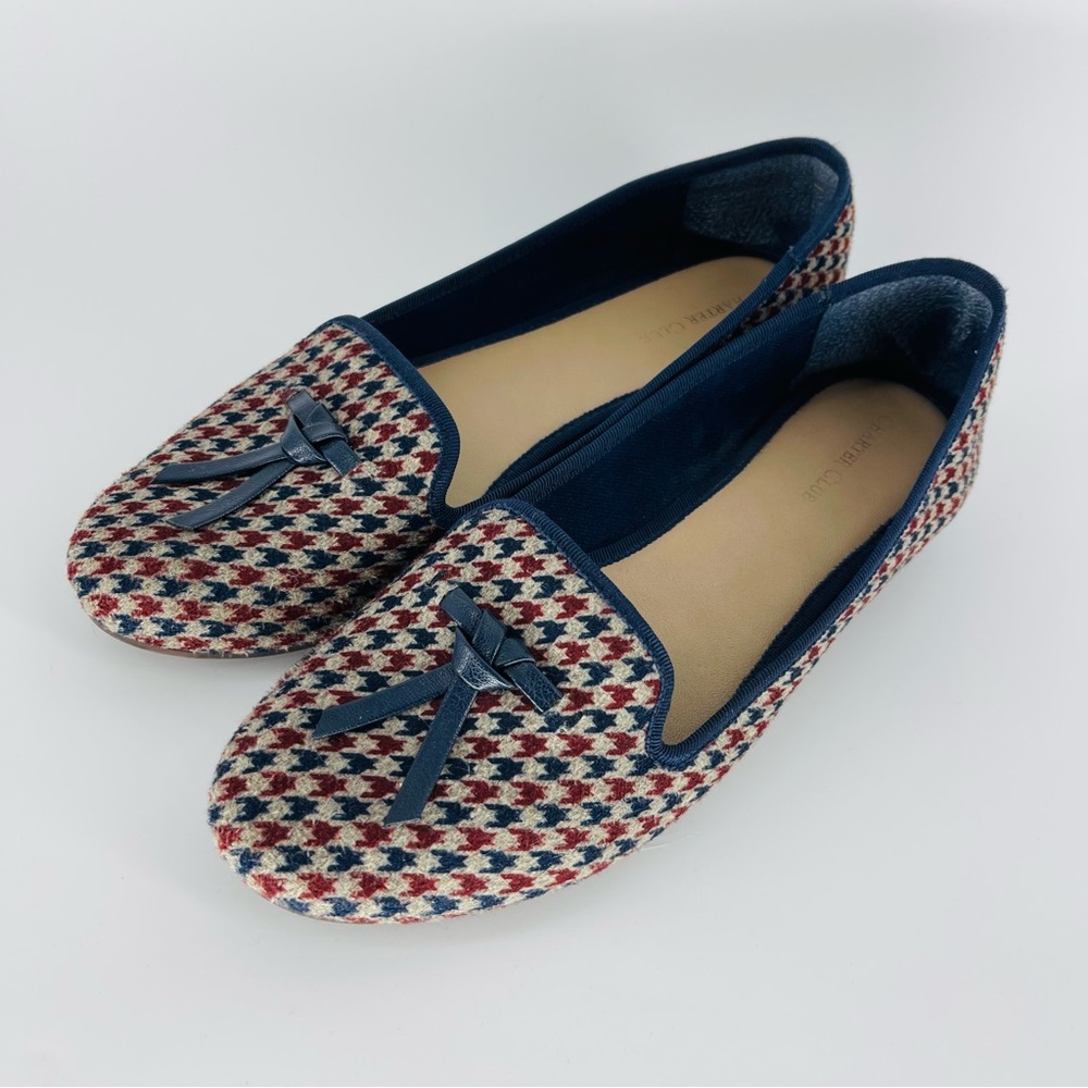 Charter Club Tweed Houndstooth Femmie Smoking Loafers Size 9.5